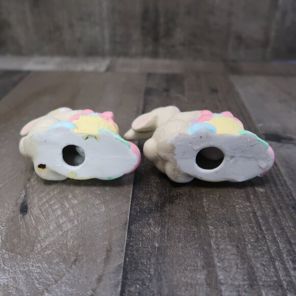 Pair of Porcelain Easter Bunny Candlestick Holders Vintage Easter Egg Rabbit - Picture 5 of 5